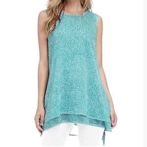 Fever Speckle Aqua Double Layer Sleeveless Blouse Ladies Large